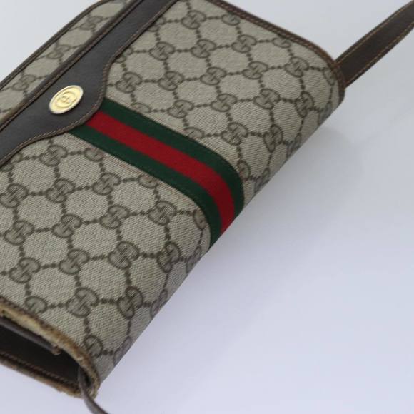 GUCCI GG Supreme Web Sherry Line Shoulder Bag PVC Beige Red Green Auth yk12734 - Picture 6 of 16